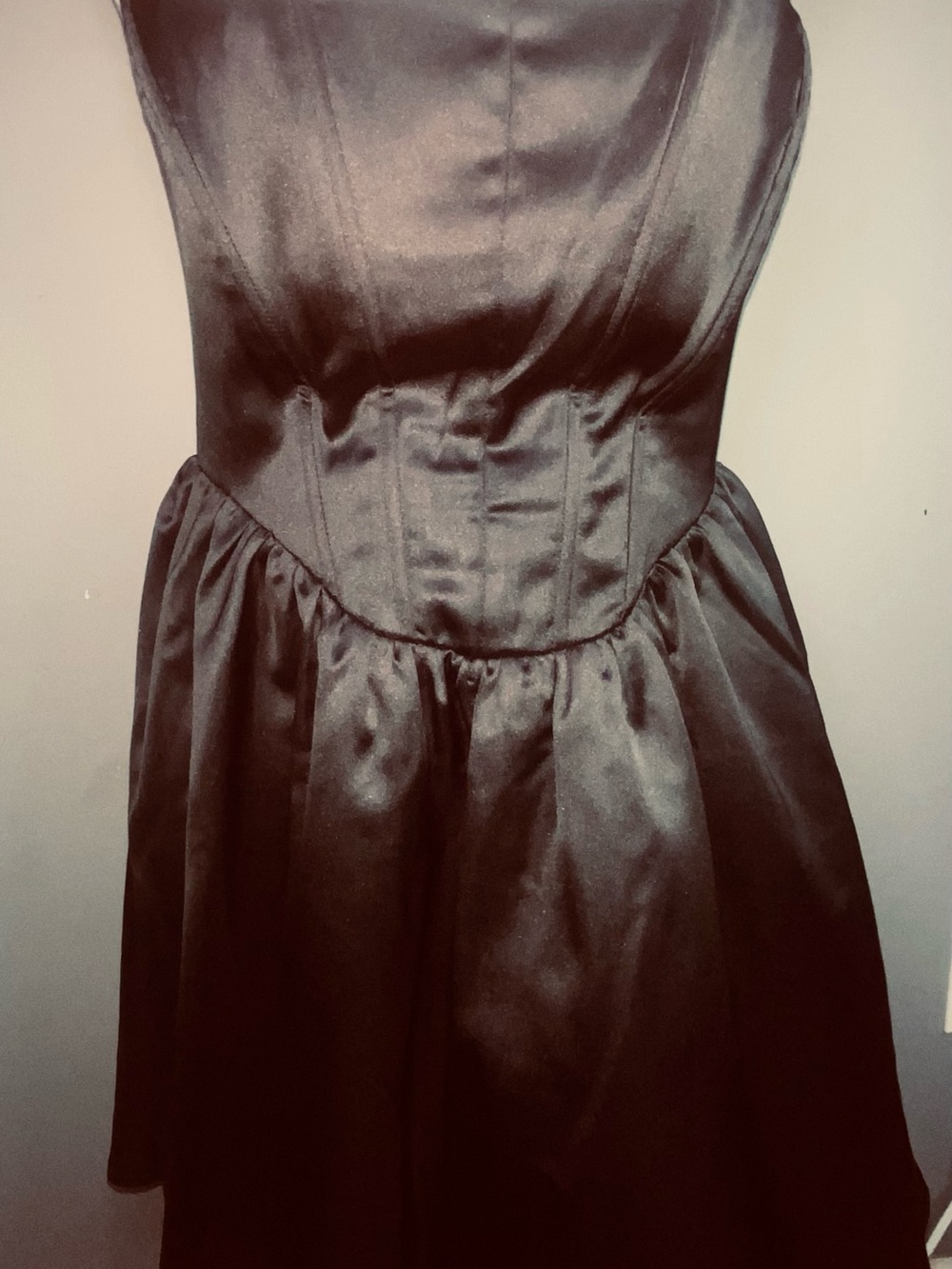 wild fable Black Strapless Satin Fit-and-Flare Dress Size M 00095